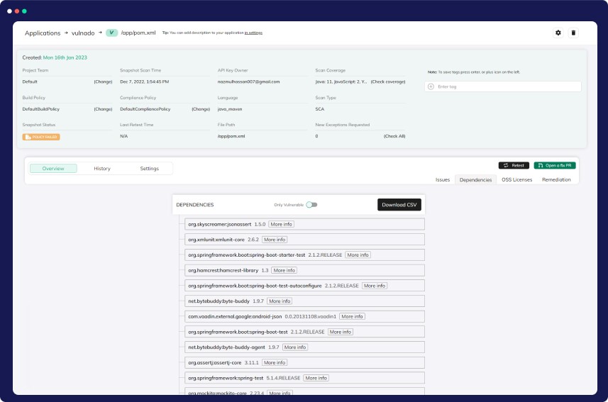 In-Depth Dependency Tree View